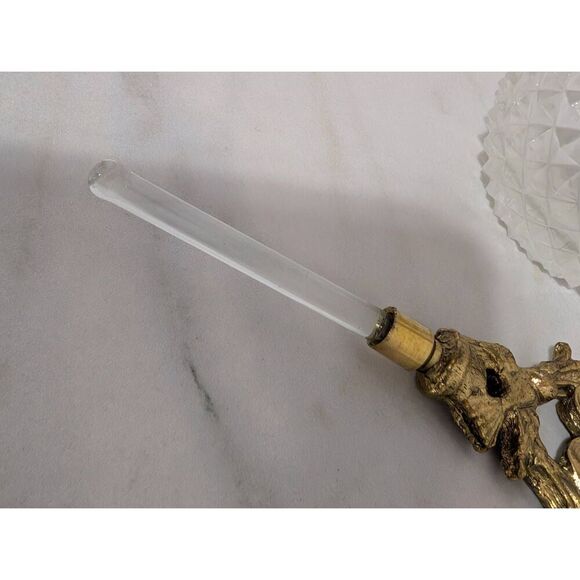 Vintage Ormolou Diamond Point Crystal Marston Perfume Bottle Gilded Dauber Top - Picture 6 of 7